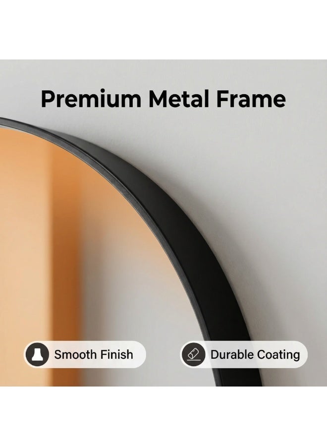 واي آند دي مرآة كاملة الطول 180 × 80 سم، مصنوعة من سبائك الألومنيوم المقوسة، كبيرة الحجم، مرآة ترتيب واردة على الجدار مع قاعدة، مثبتة في غرفة النوم، غرفة الاستحمام، غرفة المعيشة (أسود) - Image 5